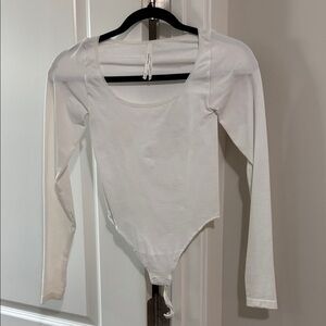 Babaton White Long Sleeve Bodysuit